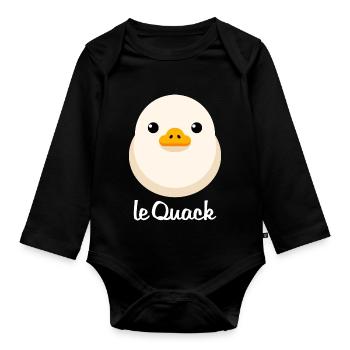Chick Light le Quack for dark backgrounds - Organic Longsleeve Baby Bodysuit - black - Front