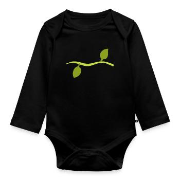 Two Leaves Line Nature - Organic Longsleeve Baby Bodysuit - black - Front