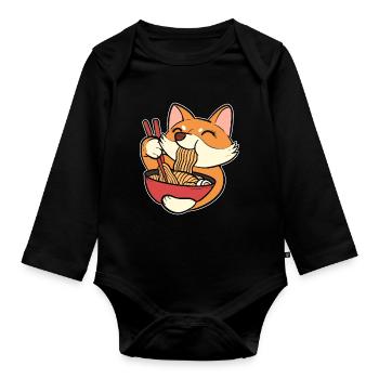 Corgi Ramen - Body Bébé bio manches longues - noir - Devant