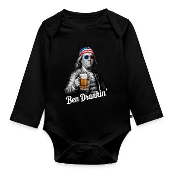 Ben Drankin 4. Juli Franklin Benjamin USA - Baby Bio-Langarm-Body - Schwarz - Vorne