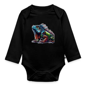 Leguan - Baby Bio-Langarm-Body - Schwarz - Vorne