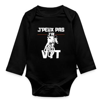 J'Peux pas j'ai VTT - Body Bébé bio manches longues - noir - Devant