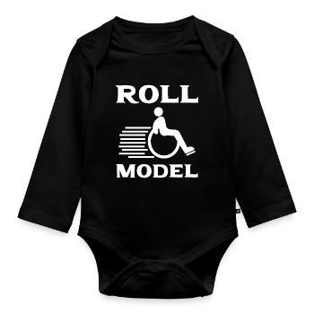 Rollstuhl - Baby Bio-Langarm-Body - Schwarz - Vorne