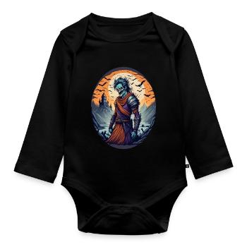 Gruseliges Halloween-partykostüm Zombie-krieger - Organic Longsleeve Baby Bodysuit - black - Front
