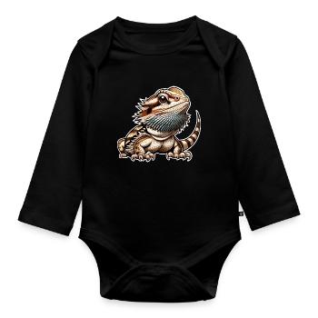 Bearded dragons - Organic Longsleeve Baby Bodysuit - black - Front