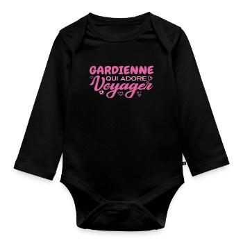 Weltreisender Babysitter mit einer Leidenschaft fürs Reisen - Baby Bio-Langarm-Body - Schwarz - Vorne