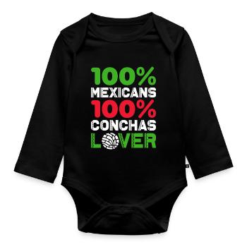 mexicains 100% conchas lover Design - Body Bébé bio manches longues - noir - Devant