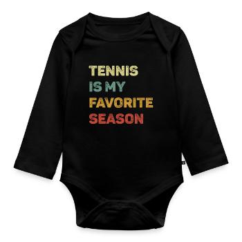 Le tennis est ma saison préférée Retro - Body Bébé bio manches longues - noir - Devant