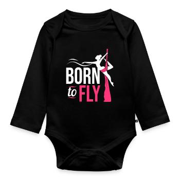 Yoga aérien Air Yoga - Body Bébé bio manches longues - noir - Devant