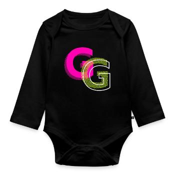 Initial letter G - Organic Longsleeve Baby Bodysuit - black - Front