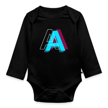 Pop Art Buchstabe A Geschenk - Baby Bio-Langarm-Body - Schwarz - Vorne