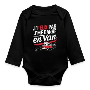 Ich kann nicht, ich habe einen Van - Baby Bio-Langarm-Body - Schwarz - Vorne