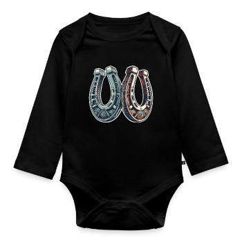 Horseshoe - Organic Longsleeve Baby Bodysuit - black - Front