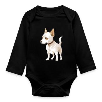 Chien mignon - Body Bébé bio manches longues - noir - Devant