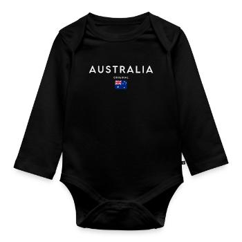 Australian flag, Australian pride - Organic Longsleeve Baby Bodysuit - black - Front