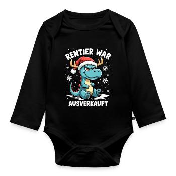 Dino Rentier war ausverkauft - Baby Bio-Langarm-Body - Schwarz - Vorne