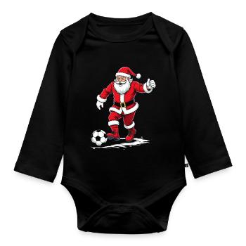 Fussballer - Weihnachten auf dem Feld - Baby Bio-Langarm-Body - Schwarz - Vorne
