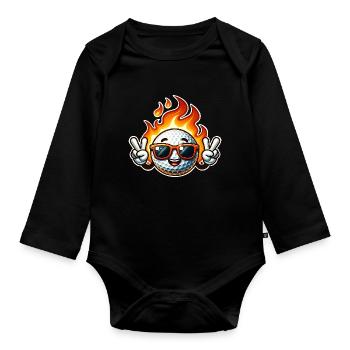 Golf Flames Balle de golf de feu - Body Bébé bio manches longues - noir - Devant