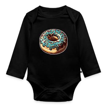 Doughnut - Organic Longsleeve Baby Bodysuit - black - Front