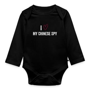 I Love My Chinese Spy - Body Bébé bio manches longues - noir - Devant