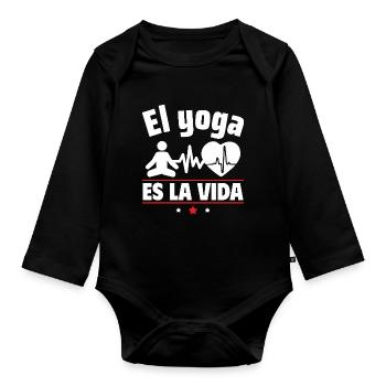 Yoga ist Leben - Baby Bio-Langarm-Body - Schwarz - Vorne