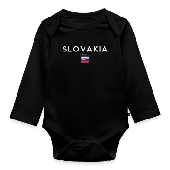 Flagge der Slowakei, Stolz der Slowakei - Baby Bio-Langarm-Body - Schwarz - Vorne