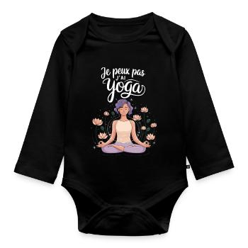 J'peux pas j'ai yoga - Body Bébé bio manches longues - noir - Devant