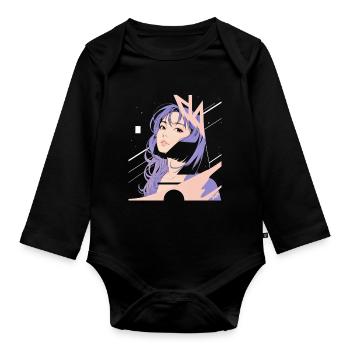 Weltraum-Nostalgie ✨ - Baby Bio-Langarm-Body - Schwarz - Vorne