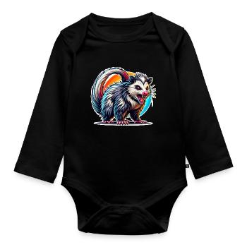 Opossum - Organic Longsleeve Baby Bodysuit - black - Front