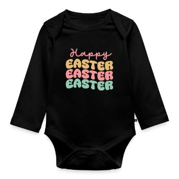 Happy Easter - Baby Bio-Langarm-Body - Schwarz - Vorne