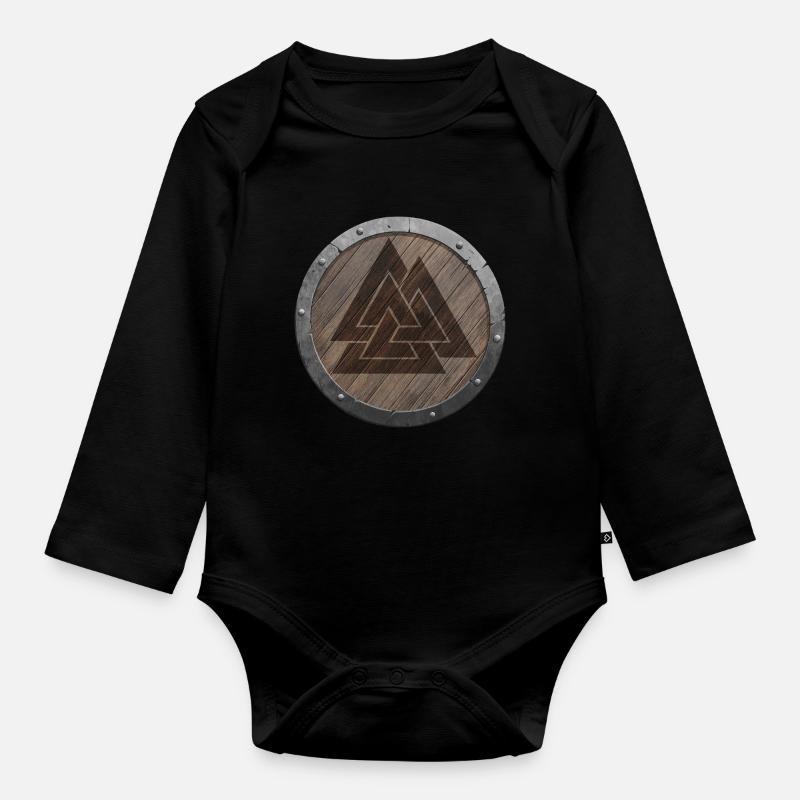 Valknut Viking Symbol - Organic Longsleeve Baby Bodysuit - black