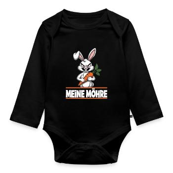 Funny Bunny with Carrot - My Carrot - Organic Longsleeve Baby Bodysuit - black - Front