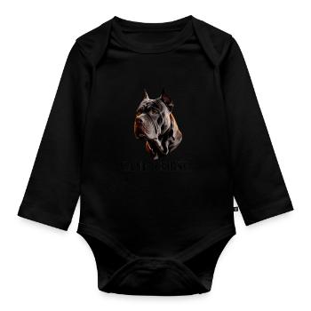 Majestätischer Cane Corso Porträt Kunstwerk für - Baby Bio-Langarm-Body - Schwarz - Vorne