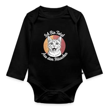 Je suis totalement sur la lune drôle de chat - Body Bébé bio manches longues - noir - Devant