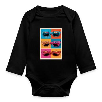 Bunte Sonnenbrillen Pop-Art Stil - Baby Bio-Langarm-Body - Schwarz - Vorne