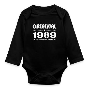 Né en 1989, Cadeau Anniversaire 1989 Original 1989 - Body Bébé bio manches longues - noir - Devant