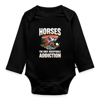 Pferde Die Einzige Akzeptable Sucht Reiten - Baby Bio-Langarm-Body - Schwarz - Vorne