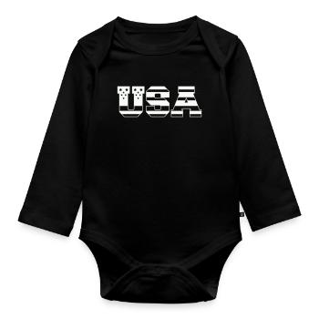 USA Bloc Police Rétro Patriotique - Body Bébé bio manches longues - noir - Devant