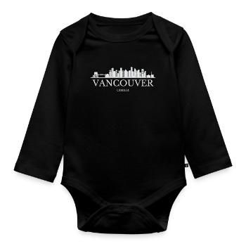 Vancouver Skyline, Vancouver Canada - Body Bébé bio manches longues - noir - Devant
