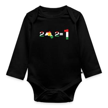 Kurdistan 2+2= 1 - Organic Longsleeve Baby Bodysuit - black - Front