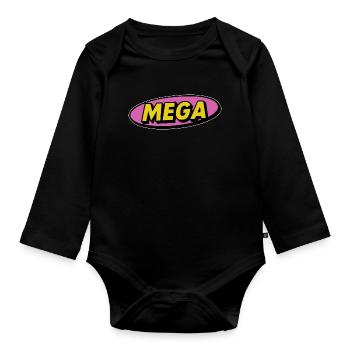 Mega comic retro lettering word - Organic Longsleeve Baby Bodysuit - black - Front