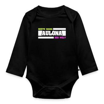 Beste Mama Alona der Welt - Baby Bio-Langarm-Body - Schwarz - Vorne