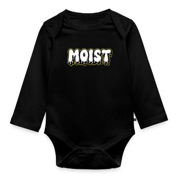 Moist Fat Font Wortzeichen - Baby Bio-Langarm-Body - Schwarz - Vorne