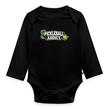 Pickleball Addict Logo - Baby Bio-Langarm-Body - Schwarz - Vorne