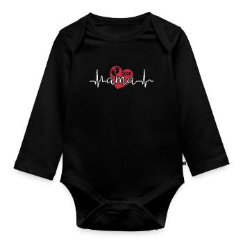 Maman 2026 Empreinte de bébé battement de cœur - Body Bébé bio manches longues - noir - Devant