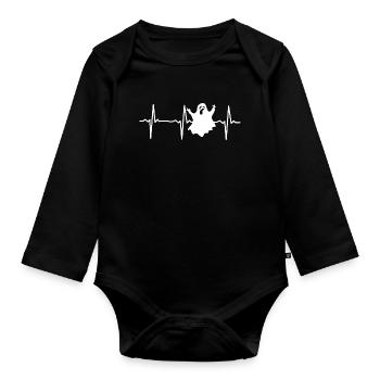 Fantôme d’Halloween Fantôme battement de cœur d’Halloween - Body Bébé bio manches longues - noir - Devant