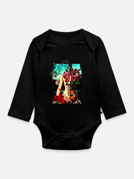 Gitarre Hüften - Baby Bio-Langarm-Body - Schwarz