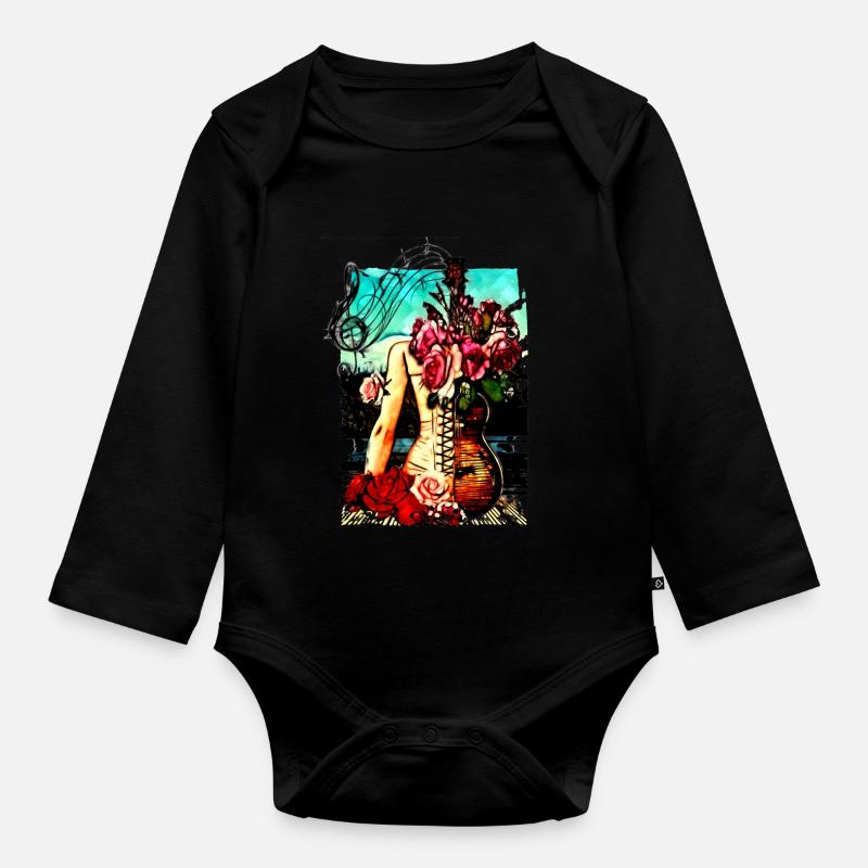 Gitarre Hüften - Baby Bio-Langarm-Body - Schwarz