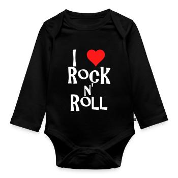 rock n' roll - Organic Longsleeve Baby Bodysuit - black - Front