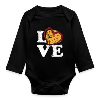 Cheese Love - Organic Longsleeve Baby Bodysuit - black - Front